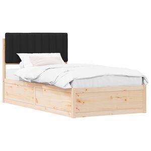 vidaXL Ramka ł&oacute;żka z tapicerowanym wezgłowiem Czarny 100 x 200 cm