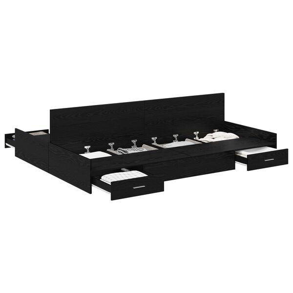 vidaXL Rama ł&oacute;żka z miejscem na przechowywanie Czarny Dąb 140 x 200 cm