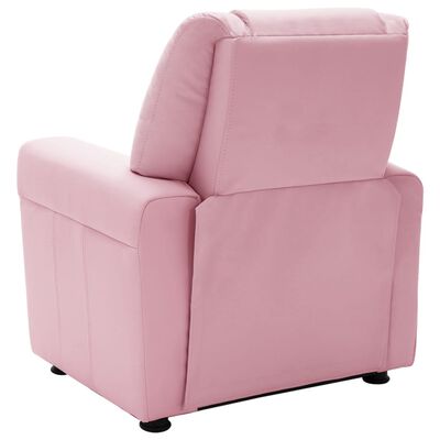 vidaXL Fotel rozkładany dla dzieci, obity sztuczną skórą, różowy