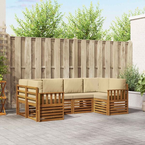 vidaXL Zestaw sofy narożnej 6 pcs Naturalny Lite Drewno Akacji