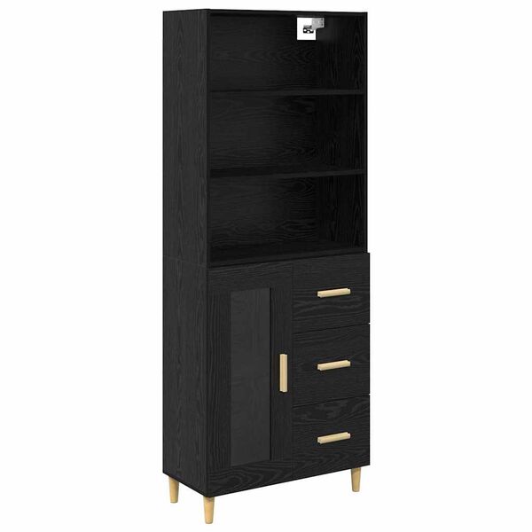 vidaXL Highboard z szufladą Czarny Dąb 69,5 x 32,5 x 180 cm