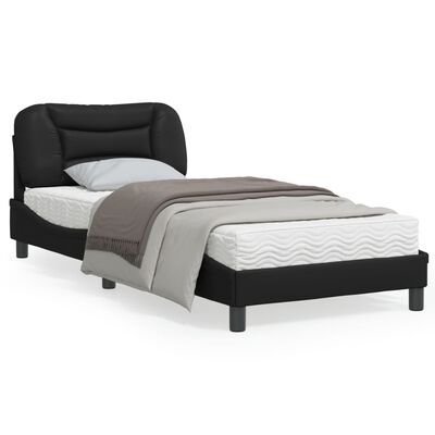 vidaXL Rama łóżka z zagłówkiem, czarna, 90x190 cm, sztuczna skóra