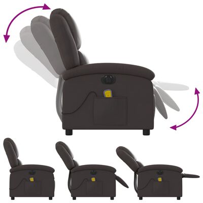 vidaXL Elektryczny fotel rozkładany, ciemny brąz, skóra naturalna