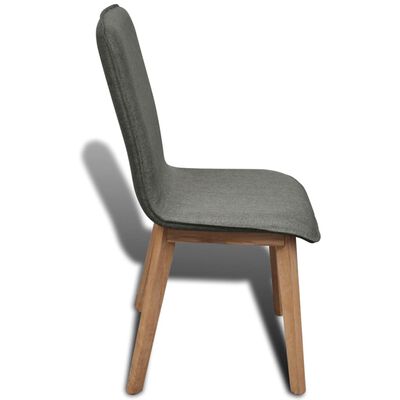 vidaXL Krzesła do jadalni, 4 szt., jasnoszare, tkanina i lity dąb