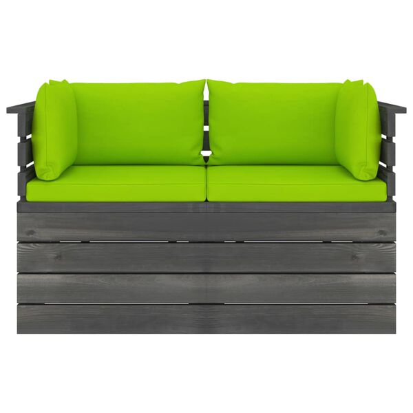 vidaXL Ogrodowa sofa 2-osobowa z palet, z poduszkami, drewno sosnowe
