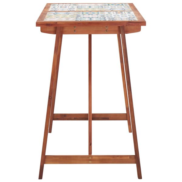 vidaXL 5-cz. barowy zestaw ogrodowy, mozaikowy blat i drewno akacjowe