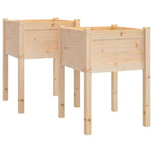 vidaXL Donice ogrodowe, 2 szt., 50x50x70 cm, lite drewno sosnowe