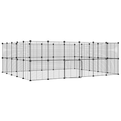 vidaXL Klatka dla zwierząt z bramką, 44 panele, czarna, 35x35 cm, stal