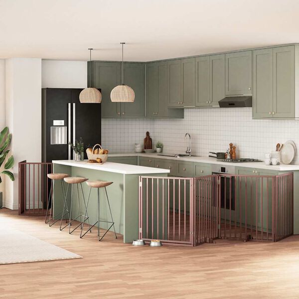 vidaXL Składana bramka dla psa, z drzwiami, 10 paneli, brązowa, 800 cm