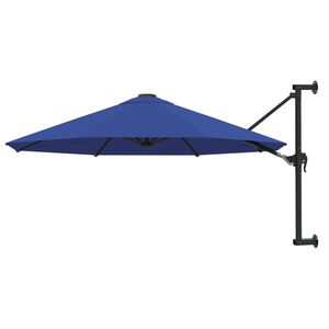 vidaXL Parasol ścienny na metalowym słupku, 300 cm, niebieski