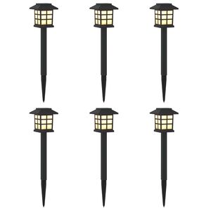 vidaXL Lampy solarnie zasilane z ostrzem do ziemi 6 pcs Ciepła biel PP