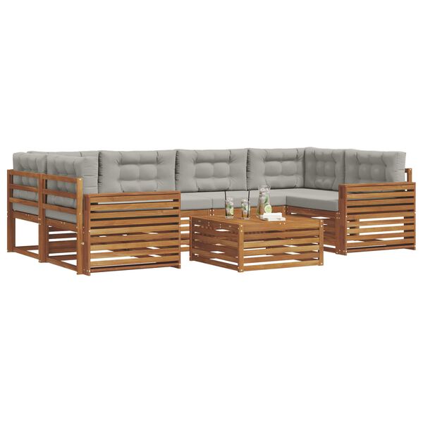 vidaXL Zestaw sof na zewnątrz z poduszką 7 pcs Naturalny i Jasny Szary