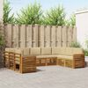 vidaXL Zestawy sof 9 pcs Naturalny i Beżowy Lite Drewno Akacji