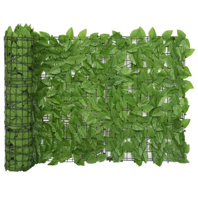 vidaXL Parawan balkonowy, zielone liście, 500x75 cm