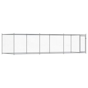 vidaXL Klatka dla psa, z drzwiami, szara, 6x2x1,5 m, stal