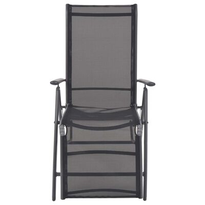 vidaXL Rozkładane krzesło tarasowe, aluminium i textilene, czarne