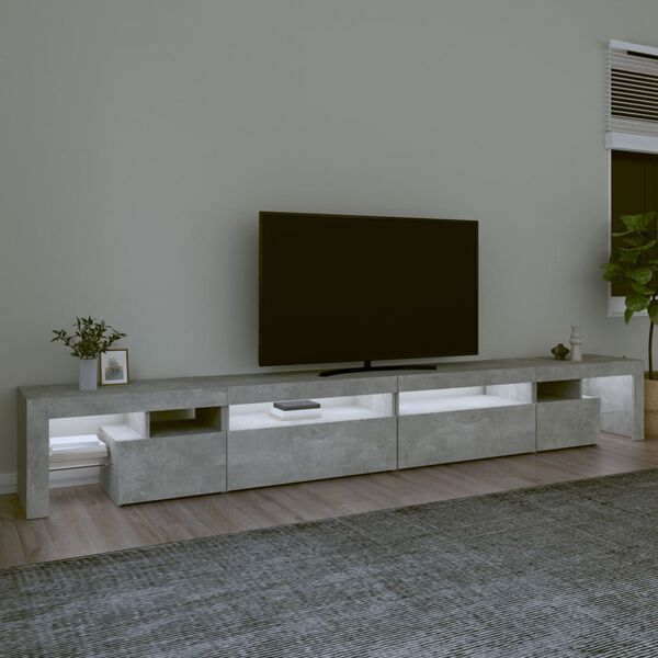 vidaXL Szafka pod TV z oświetleniem LED, szarość betonu, 290x36,5x40cm