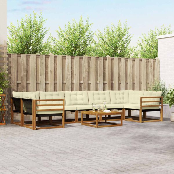 vidaXL Zestaw sof na zewnątrz z poduszką 8 pcs Naturalny i Kremowy
