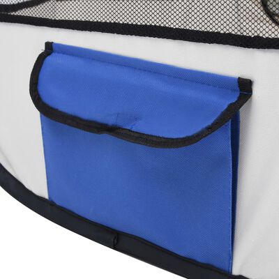 vidaXL Składany kojec dla psa, z torbą, niebieski, 90x90x58 cm