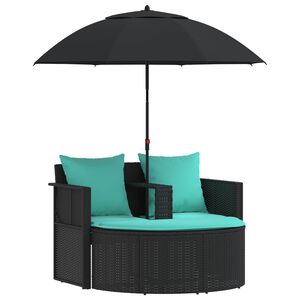 vidaXL Sofa Ogrodowa 8 szt. polirattan Czarny i Turkusowy