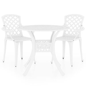 vidaXL 3-cz. zestaw mebli bistro ze stopu aluminium, biały