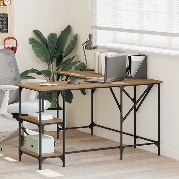 vidaXL Biurko Dąb rzemieślniczy 139 x 139 x 75 cm