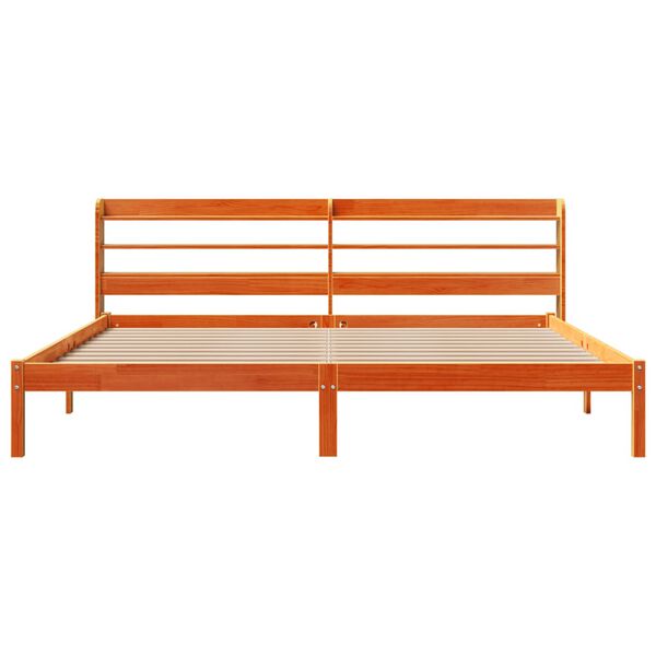 vidaXL Rama ł&oacute;żka z wezgłowiem, woskowy brąz, 180x200 cm, sosnowa