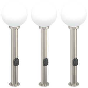 vidaXL Słupki oświetleniowe z wyjściem 3 szt. 80 cm Stal nierdzewna IP44