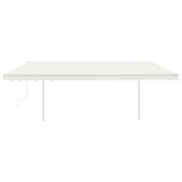 vidaXL Automatycznie zwijana markiza z słupkami, 5x3 m, kremowa