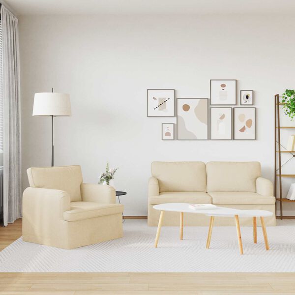 vidaXL Sofa 140cm 2 pcs Kremowy Metal