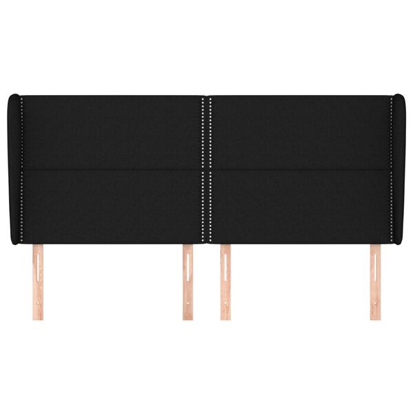 vidaXL Zagł&oacute;wek uszak, czarny, 183x23x118/128 cm, tkanina