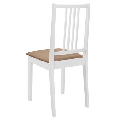 vidaXL Krzesła z poduszkami, 6 szt., białe, lite drewno