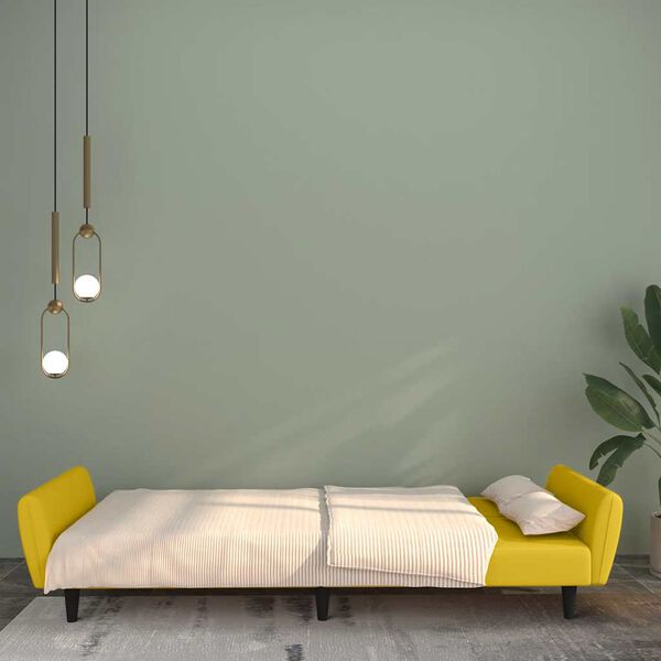 vidaXL 2-osobowa kanapa, ż&oacute;łta, tapicerowana aksamitem