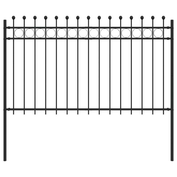 vidaXL Ogrodzenie Ring Czarny 200 x 130 cm Stal malowana proszkowo