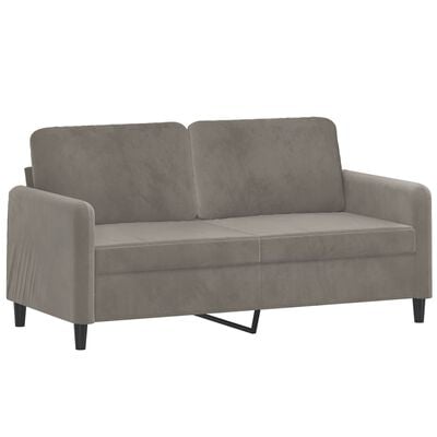 vidaXL 2-osobowa sofa z poduszkami, jasnoszara, 140 cm, aksamit
