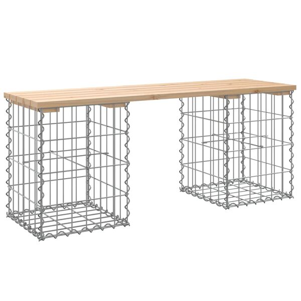 vidaXL Ławka ogrodowa, gabion, 103x31x42 cm, lite drewno sosnowe