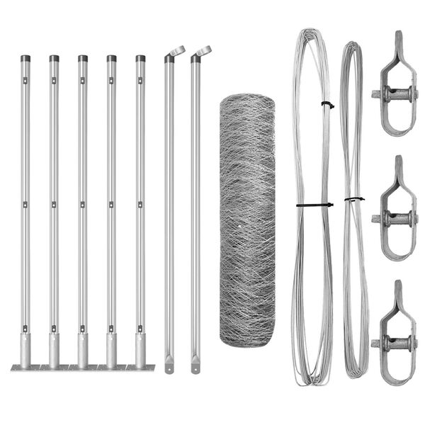 vidaXL Słupek ogrodzeniowy. Srebrny 10 x 0,5 m (siatka 36 mm) Stal