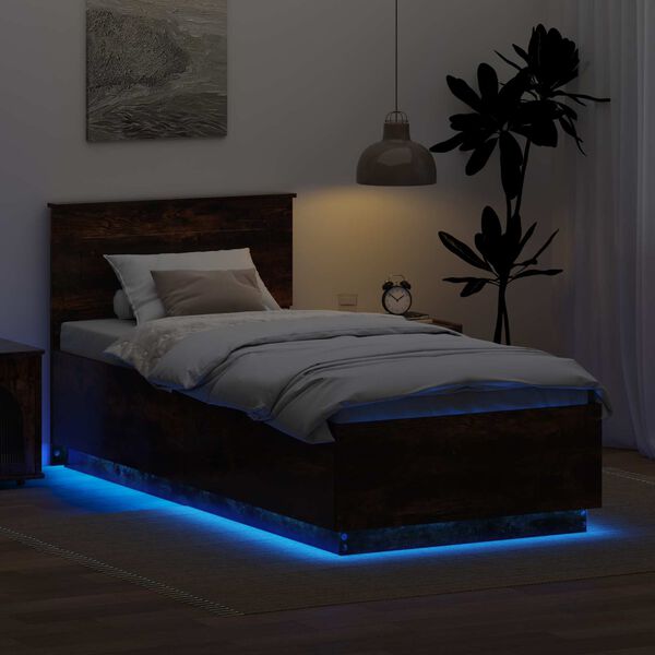 vidaXL Ramka ł&oacute;żka Dąb wędzony 70 x 190 cm Materiał drewnopochodny