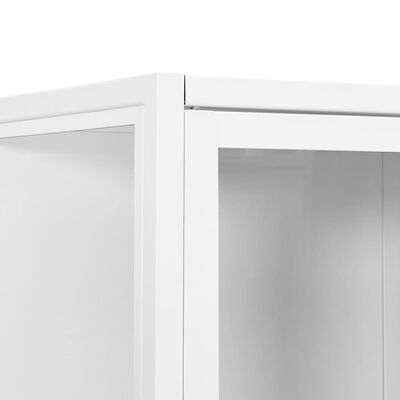 vidaXL Szafka, biała, 80x35x135 cm, stal i hartowane szkło