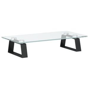 vidaXL Podstawka pod monitor, czarna, 40x20x8 cm, szkło i metal