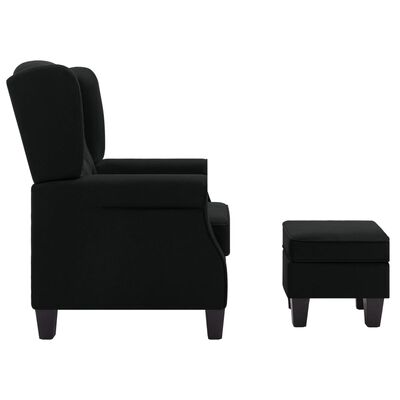 vidaXL Fotel z podnóżkiem, czarny, tapicerowany tkaniną