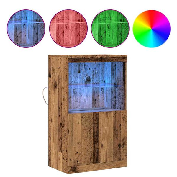 vidaXL Komoda LED Brązowy 60 x 37 x 100 cm Materiał drewnopochodny