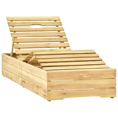 vidaXL Leżak z jasnozieloną poduszką, impregnowane drewno sosnowe