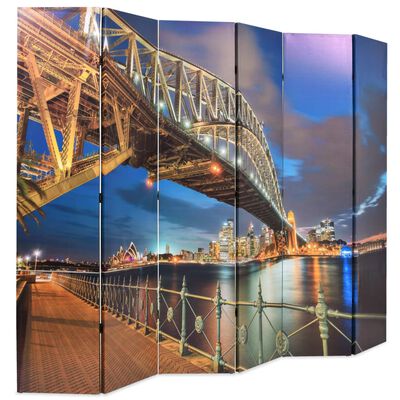 vidaXL Składany parawan, 228x170 cm, motyw Mostu Portowego w Sydney