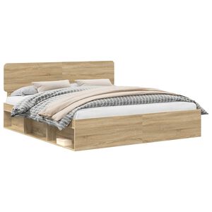 vidaXL Ramka ł&oacute;żka dąb Sonoma 200 x 200 cm Lite drewno sosnowe