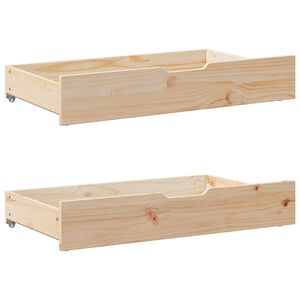 vidaXL Szuflady pod ł&oacute;żko, z k&oacute;łkami, 2 szt., 90x55x17 cm, sosna