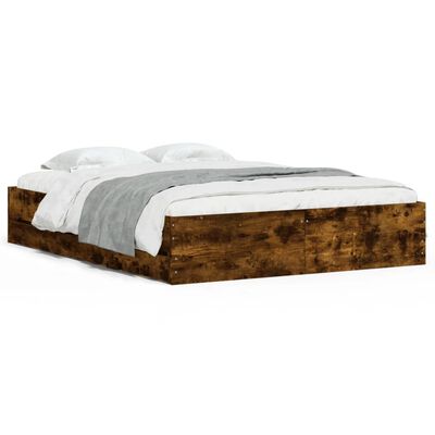 vidaXL Rama łóżka z szufladami, przydymiony dąb, 140x200 cm