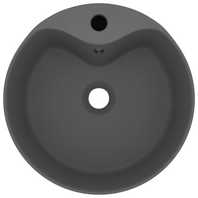 vidaXL Umywalka z przelewem, matowa ciemnoszara, 36x13cm, ceramiczna
