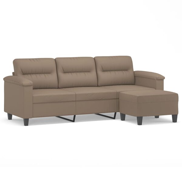 vidaXL 3-osobowa sofa z podn&oacute;żkiem, cappuccino, 180 cm, sztuczna sk&oacute;ra