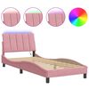 vidaXL Rama ł&oacute;żka z LED bez materaca, Hanko, r&oacute;żowa, 90x200 cm, aksamitna